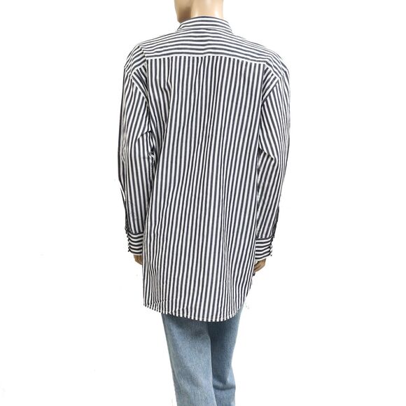 Kerri Rosenthal Striped Printed Long Sleeve Cotton Tunic Shirt Top M New 282464 - Picture 3 of 4